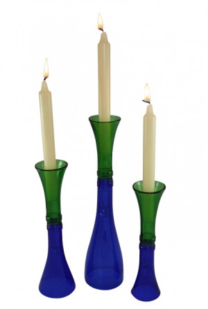 Wine Bottle Candle Holders - Set of 3