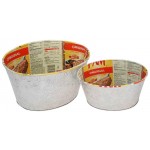 Set of Two Oval Tin Planters