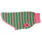 ReKnitz Pink & Green Striped Pet Sweater